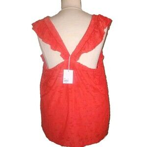 NWT LC LAUREN CONRAD Women 3X Peasant Boho Ruffle Sleeveless Tank Top Orange